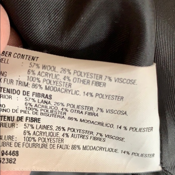 Women’s large black wool coat pea coat trench Sz L - Picture 4 of 4